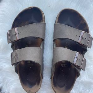 Gray Birkenstocks Leather Suede 2 Trap Sz 38